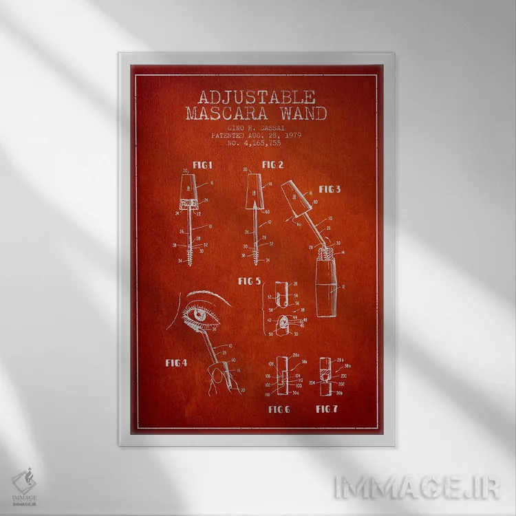 تابلو نقشه طرح اختراع ریمل قابل تنظیم قرمز اثر پیکسل کهنه (استودیو/نام هنری) - نمای قابدار سفید