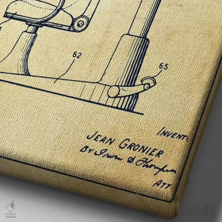 تابلو نقشه پتنت برش موی اتوماتیک (طرح قدیمی) اثر پیکسل کهنه (استودیو/نام هنری) - نمای نزدیک بافت بوم