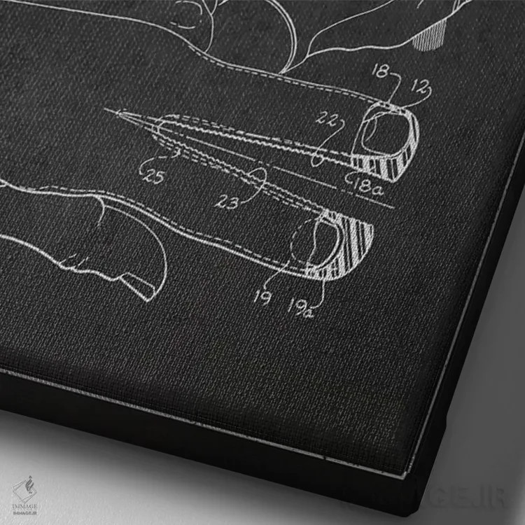 تابلو نقشه پتنت دستکش آرایشگری (طرح ذغالی) اثر پیکسل کهنه (استودیو/نام هنری) - نمای نزدیک بافت بوم