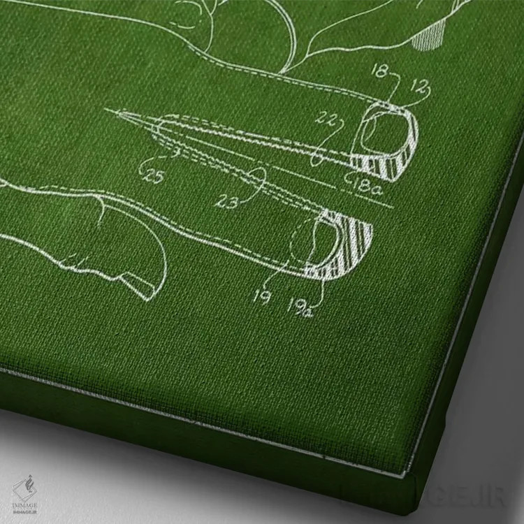 تابلو نقشه پتنت دستکش آرایشگری (سبز) اثر پیکسل کهنه (استودیو/نام هنری) - نمای نزدیک بافت بوم