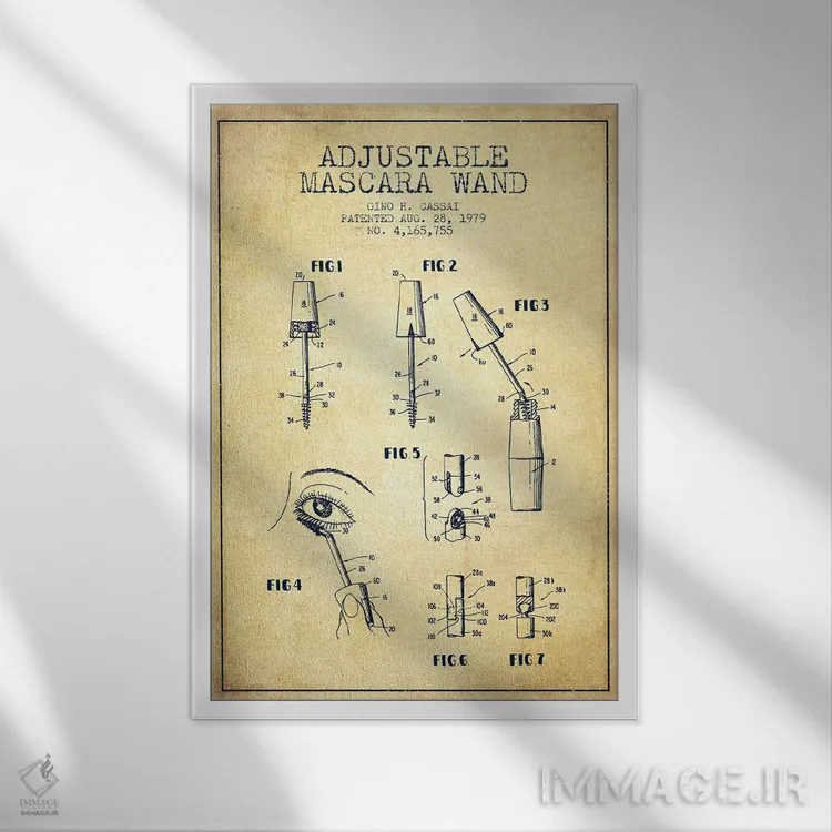 تابلو نقشه پتنت ریمل قابل تنظیم (طرح قدیمی) اثر پیکسل کهنه (استودیو/نام هنری) - نمای قابدار سفید