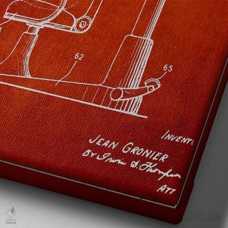 تابلو نقشه پتنت برش موی اتوماتیک (قرمز) اثر پیکسل کهنه (استودیو/نام هنری) - نمای نزدیک بافت بوم