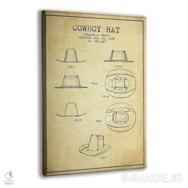 تابلو طرح پتنت کلاه کابویی قدیمی اثر پیکسل کهنه (استودیو/نام هنری) - نمای پرسپکتیو محصول
