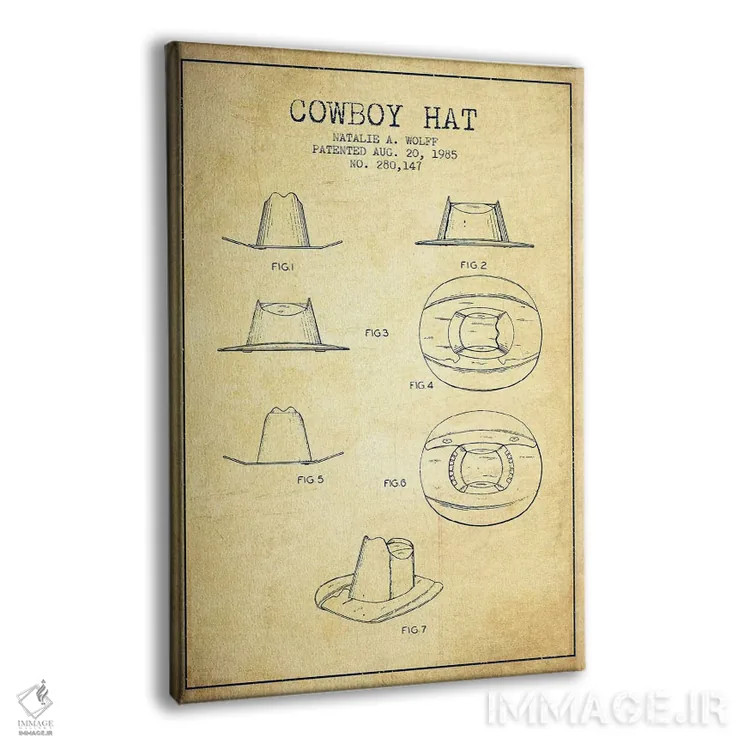 تابلو طرح پتنت کلاه کابویی قدیمی اثر پیکسل کهنه (استودیو/نام هنری) - نمای پرسپکتیو محصول