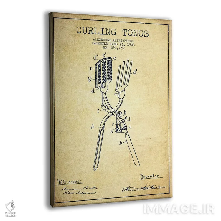 تابلو طرح پتنت فرکننده مو قدیمی اثر پیکسل کهنه (استودیو/نام هنری) - نمای پرسپکتیو محصول