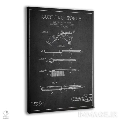 تابلو طرح پتنت فرکننده مو (زغالسنگی) اثر پیکسل کهنه (استودیو/نام هنری) - نمای پرسپکتیو محصول