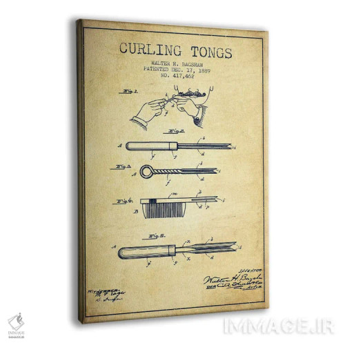 تابلو طرح پتنت فرکننده مو قدیمی اثر پیکسل کهنه (استودیو/نام هنری) - نمای پرسپکتیو محصول