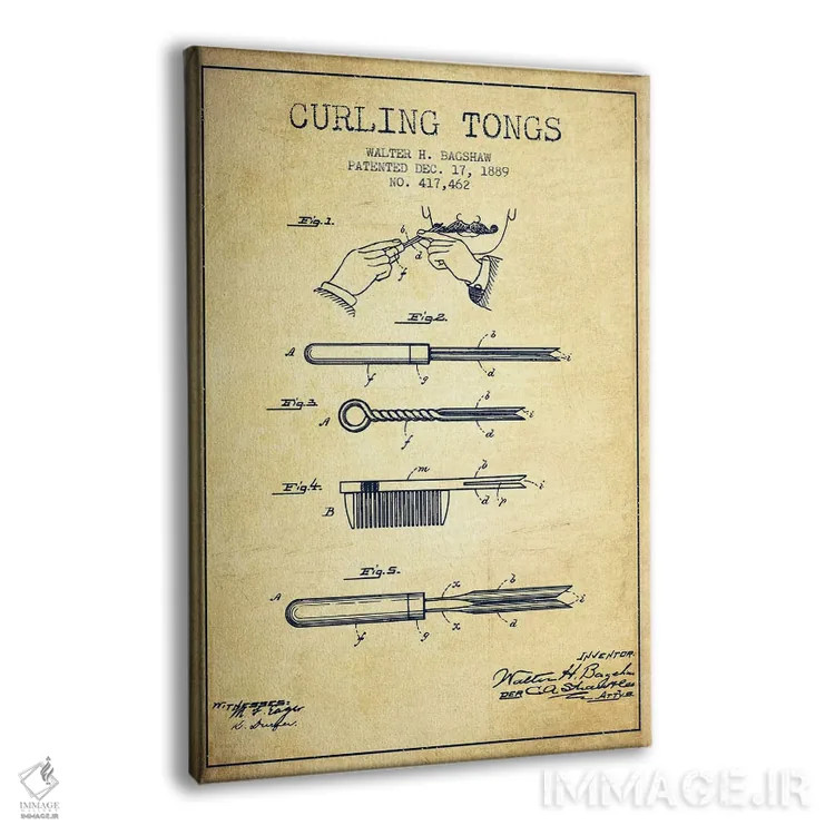 تابلو طرح پتنت فرکننده مو قدیمی اثر پیکسل کهنه (استودیو/نام هنری) - نمای پرسپکتیو محصول