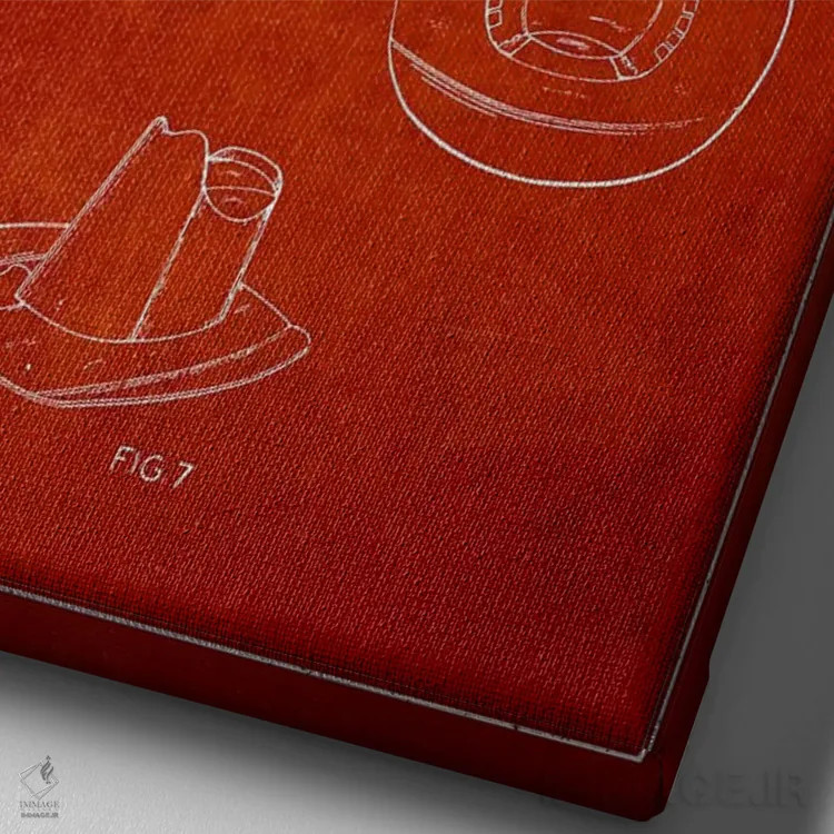 تابلو طرح پتنت کلاه کابویی (قرمز) اثر پیکسل کهنه (استودیو/نام هنری) - نمای نزدیک بافت بوم