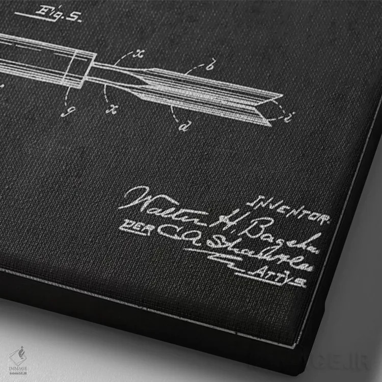 تابلو طرح پتنت فرکننده مو (زغالسنگی) اثر پیکسل کهنه (استودیو/نام هنری) - نمای نزدیک بافت بوم