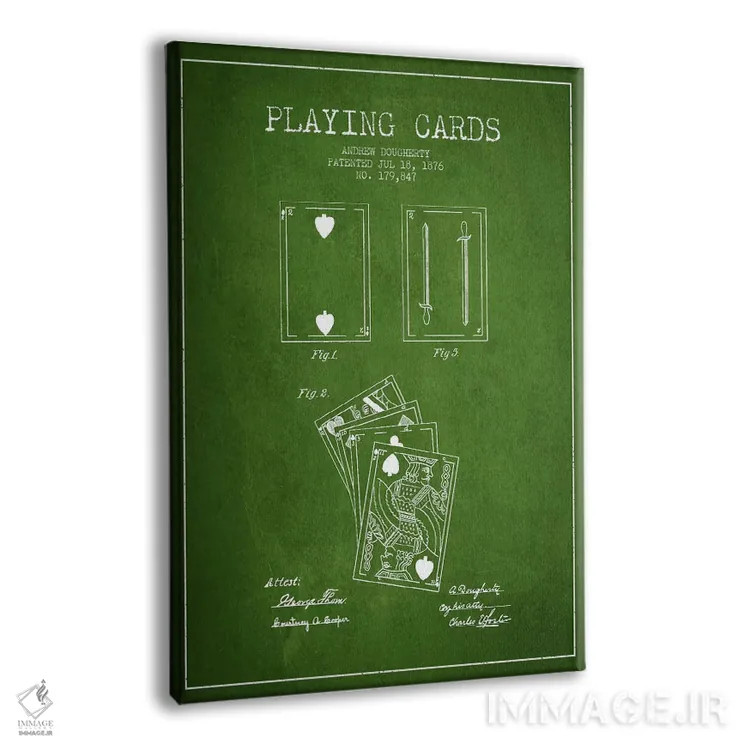 تابلو نقشهٔ ثبت اختراع کارتهای داورتی (سبز) اثر پیکسل کهنه (استودیو/نام هنری) - نمای پرسپکتیو محصول
