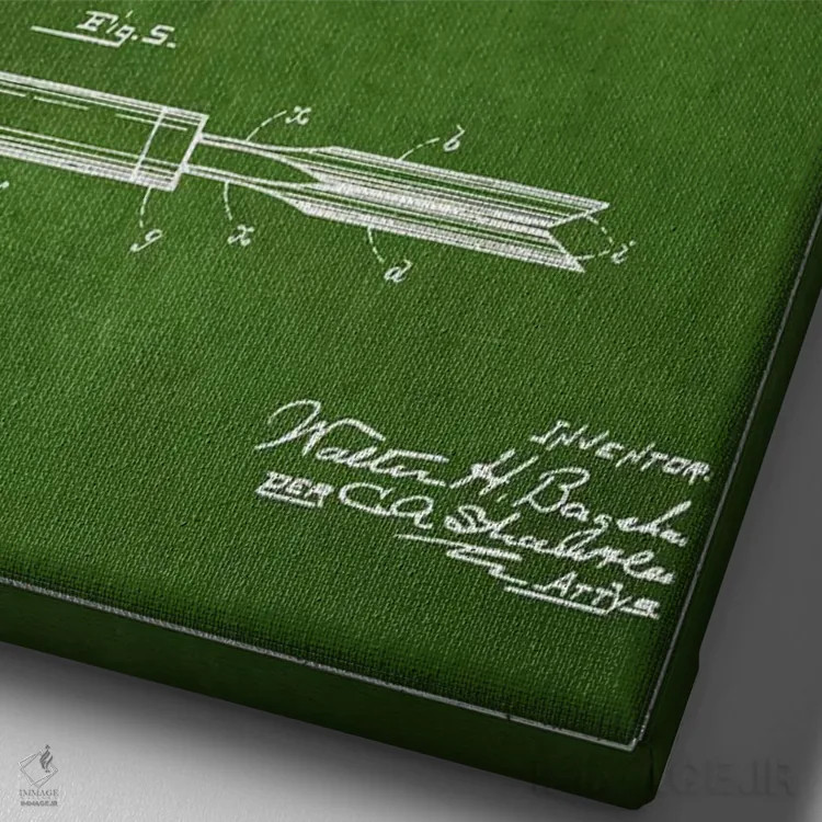 تابلو طرح پتنت فرکننده مو (سبز) اثر پیکسل کهنه (استودیو/نام هنری) - نمای نزدیک بافت بوم