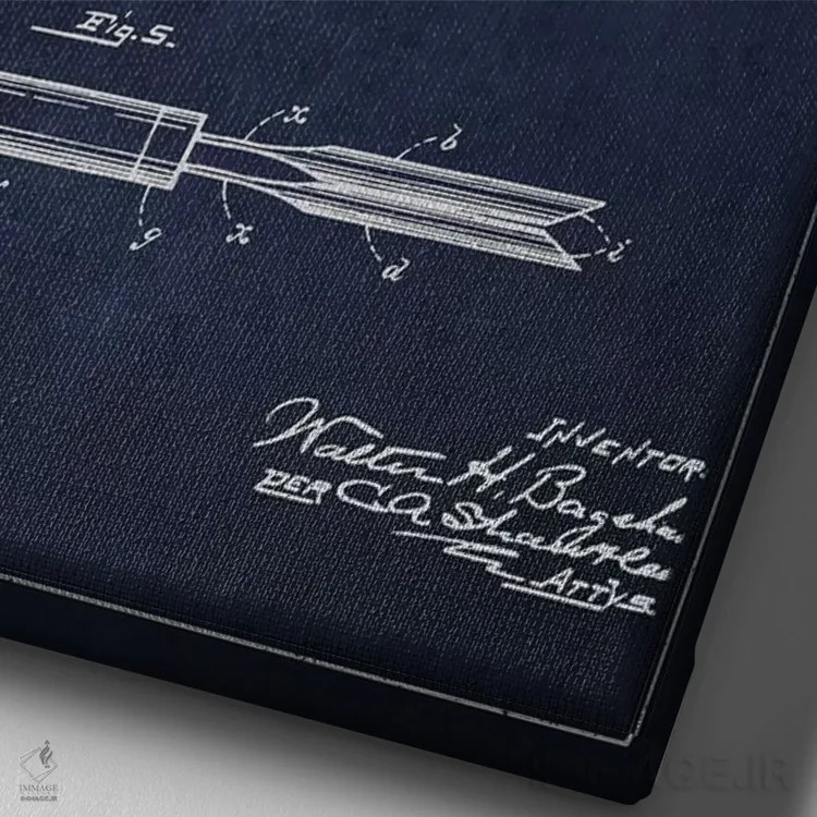 تابلو طرح پتنت فرکننده مو (سورمهای) اثر پیکسل کهنه (استودیو/نام هنری) - نمای نزدیک بافت بوم