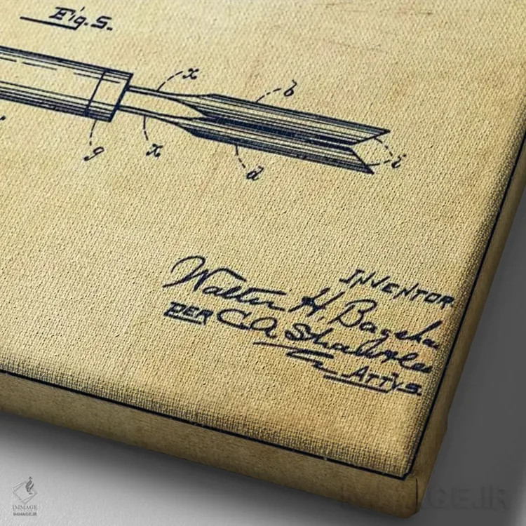 تابلو طرح پتنت فرکننده مو قدیمی اثر پیکسل کهنه (استودیو/نام هنری) - نمای نزدیک بافت بوم