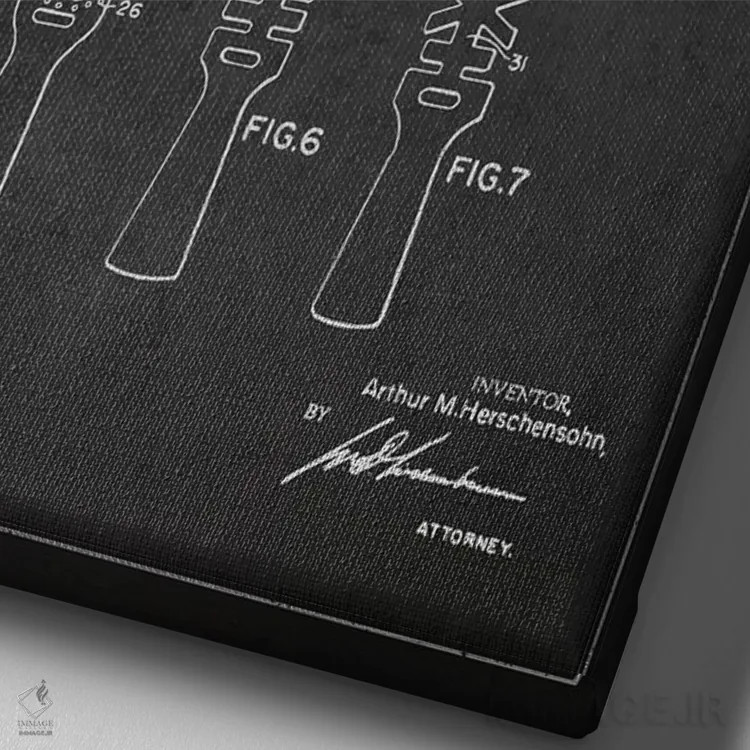 تابلو نقشهٔ ثبت اختراع برس مو (طرح زغال) اثر پیکسل کهنه (استودیو/نام هنری) - نمای نزدیک بافت بوم