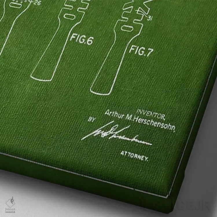 تابلو نقشهٔ ثبت اختراع برس مو (سبز) اثر پیکسل کهنه (استودیو/نام هنری) - نمای نزدیک بافت بوم