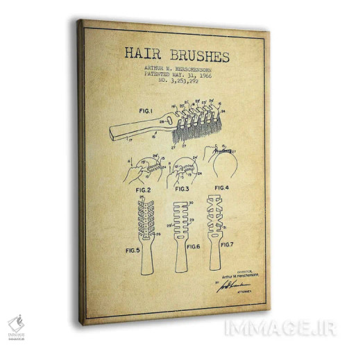 تابلو نقشهٔ ثبت اختراع برس مو (وینتیج/کلاسیک) اثر پیکسل کهنه (استودیو/نام هنری) - نمای پرسپکتیو محصول