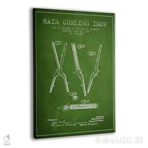 تابلو نقشهٔ ثبت اختراع فرکنندهٔ مو (سبز) اثر پیکسل کهنه (استودیو/نام هنری) - نمای پرسپکتیو محصول