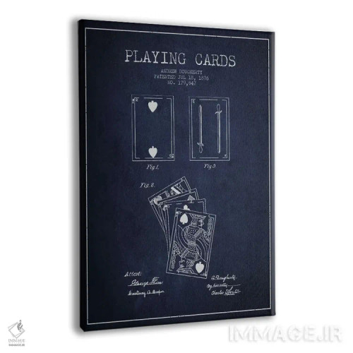 تابلو نقشهٔ ثبت اختراع کارتهای داورتی (آبی نفتی) اثر پیکسل کهنه (استودیو/نام هنری) - نمای پرسپکتیو محصول
