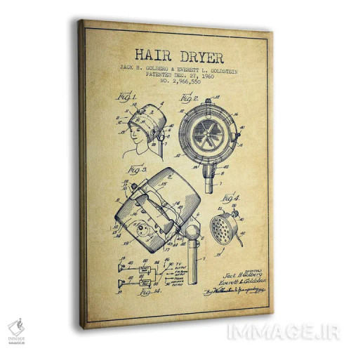 تابلو طرح حق ثبت اختراع صدای سشوار (وینتیج) اثر پیکسل کهنه (استودیو/نام هنری) - نمای پرسپکتیو محصول