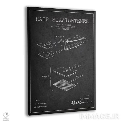 تابلو طرح حق ثبت اختراع اتو مو زغالی اثر پیکسل کهنه (استودیو/نام هنری) - نمای پرسپکتیو محصول