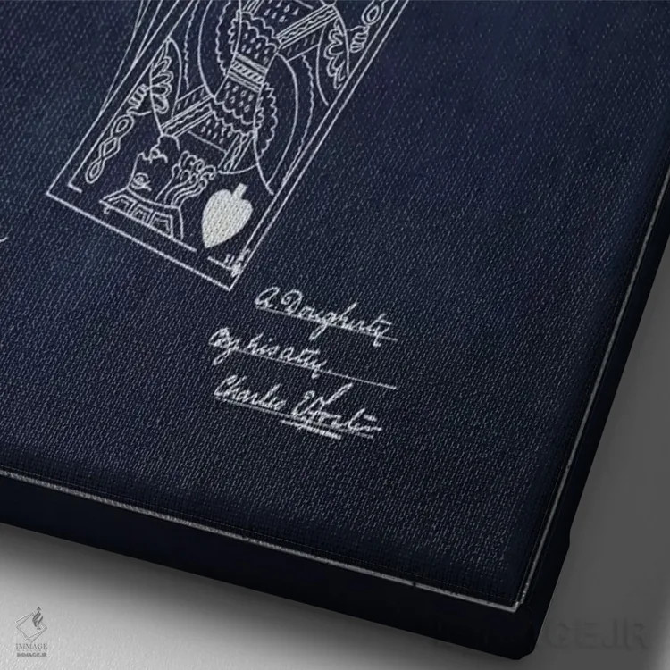 تابلو نقشهٔ ثبت اختراع کارتهای داورتی (آبی نفتی) اثر پیکسل کهنه (استودیو/نام هنری) - نمای نزدیک بافت بوم