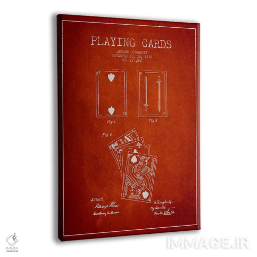 تابلو طرح حق ثبت اختراع کارتهای داگرتی قرمز اثر پیکسل کهنه (استودیو/نام هنری) - نمای پرسپکتیو محصول