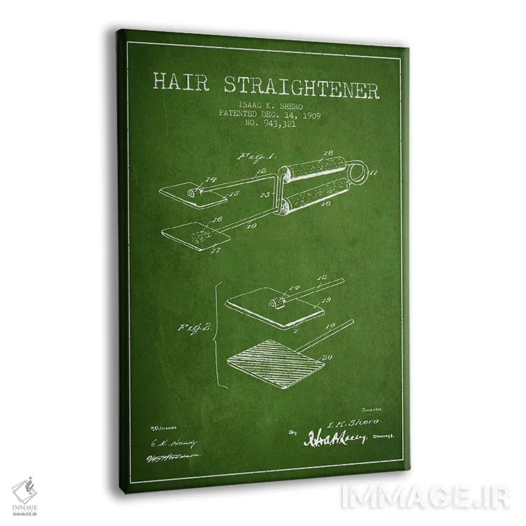 تابلو طرح حق ثبت اختراع اتو مو سبز اثر پیکسل کهنه (استودیو/نام هنری) - نمای پرسپکتیو محصول