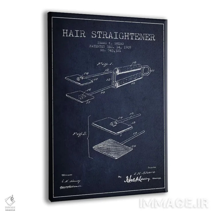 تابلو طرح حق ثبت اختراع اتو مو سرمهای اثر پیکسل کهنه (استودیو/نام هنری) - نمای پرسپکتیو محصول