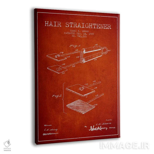 تابلو طرح حق ثبت اختراع اتو مو قرمز اثر پیکسل کهنه (استودیو/نام هنری) - نمای پرسپکتیو محصول
