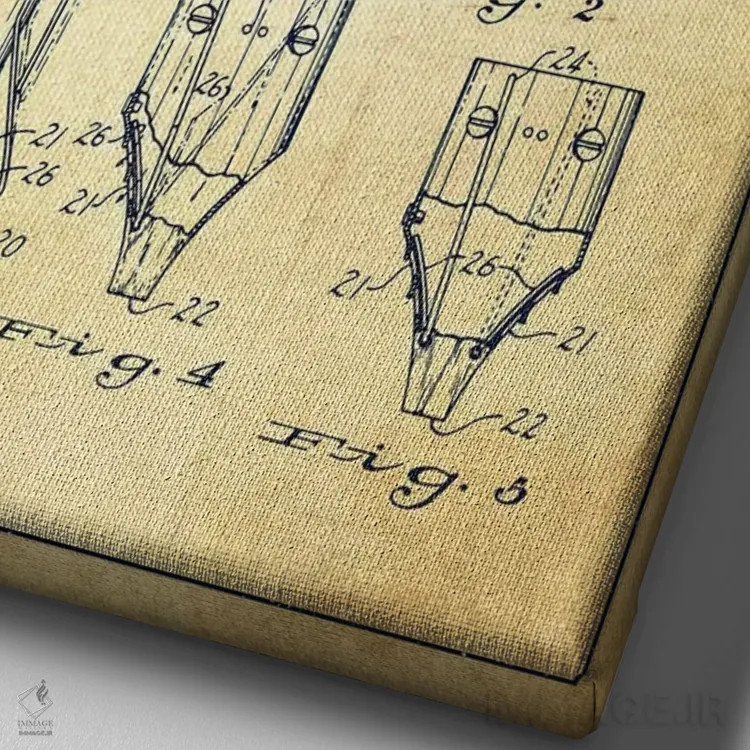 تابلو نقشهٔ ثبت اختراع سشوار (وینتیج/کلاسیک) اثر پیکسل کهنه (استودیو/نام هنری) - نمای نزدیک بافت بوم