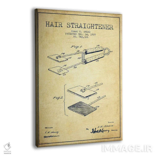 تابلو طرح حق ثبت اختراع اتو مو (وینتیج) اثر پیکسل کهنه (استودیو/نام هنری) - نمای پرسپکتیو محصول