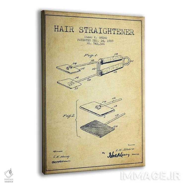 تابلو طرح حق ثبت اختراع اتو مو (وینتیج) اثر پیکسل کهنه (استودیو/نام هنری) - نمای پرسپکتیو محصول