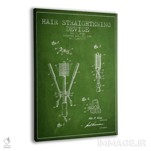 تابلو طرح حق ثبت اختراع صافکننده مو سبز اثر پیکسل کهنه (استودیو/نام هنری) - نمای پرسپکتیو محصول