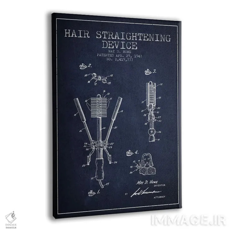 تابلو طرح حق ثبت اختراع صافکننده مو سرمهای اثر پیکسل کهنه (استودیو/نام هنری) - نمای پرسپکتیو محصول