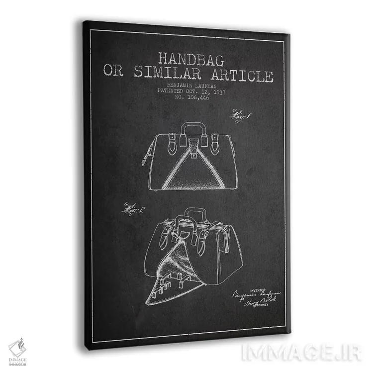 تابلو طرح حق ثبت اختراع کیف دستی مشابه (زغال) اثر پیکسل کهنه (استودیو/نام هنری) - نمای پرسپکتیو محصول