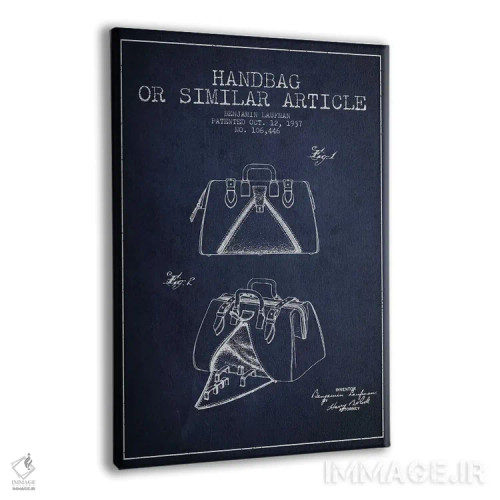 تابلو نقشه اختراع کیف مشابه (آبی سیر) اثر پیکسل کهنه (استودیو/نام هنری) - نمای پرسپکتیو محصول