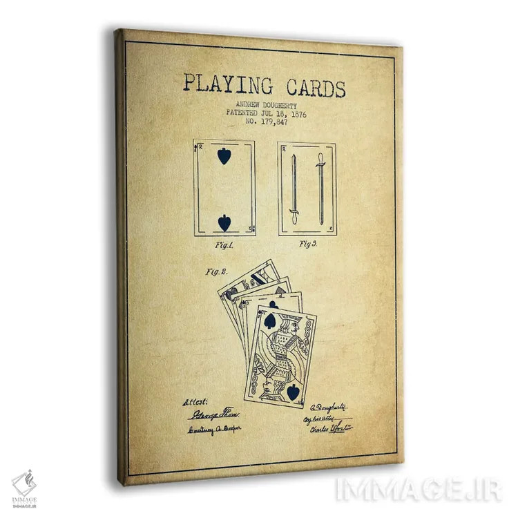 تابلو نقشه اختراع کارتهای داگرتی قدیمی اثر پیکسل کهنه (استودیو/نام هنری) - نمای پرسپکتیو محصول