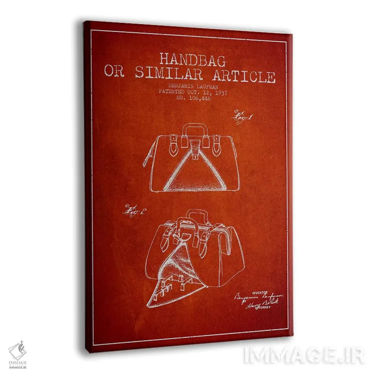 تابلو نقشه اختراع کیف مشابه (قرمز) اثر پیکسل کهنه (استودیو/نام هنری) - نمای پرسپکتیو محصول