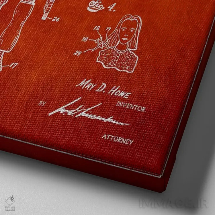 تابلو طرح حق ثبت اختراع صافکننده مو قرمز اثر پیکسل کهنه (استودیو/نام هنری) - نمای نزدیک بافت بوم