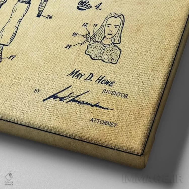 تابلو طرح حق ثبت اختراع صافکننده مو (وینتیج) اثر پیکسل کهنه (استودیو/نام هنری) - نمای نزدیک بافت بوم