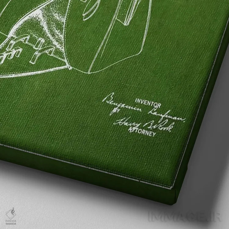تابلو طرح حق ثبت اختراع کیف دستی مشابه سبز اثر پیکسل کهنه (استودیو/نام هنری) - نمای نزدیک بافت بوم