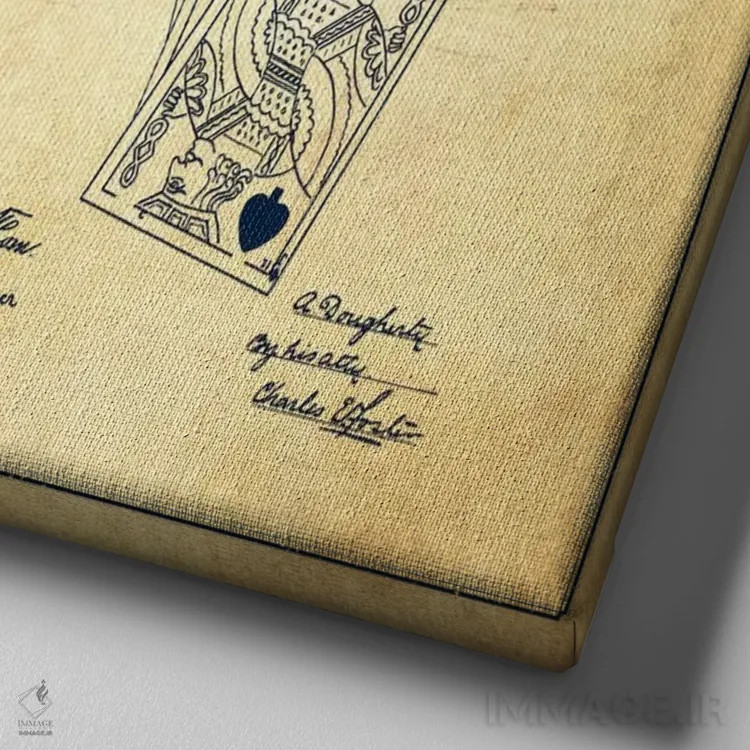 تابلو نقشه اختراع کارتهای داگرتی قدیمی اثر پیکسل کهنه (استودیو/نام هنری) - نمای نزدیک بافت بوم