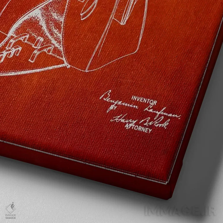 تابلو نقشه اختراع کیف مشابه (قرمز) اثر پیکسل کهنه (استودیو/نام هنری) - نمای نزدیک بافت بوم