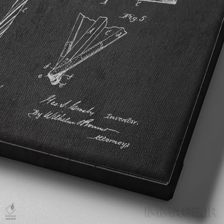 تابلو نقشهٔ ثبت اختراع بادبادک (طرح تیره) اثر پیکسل کهنه (استودیو/نام هنری) - نمای نزدیک بافت بوم