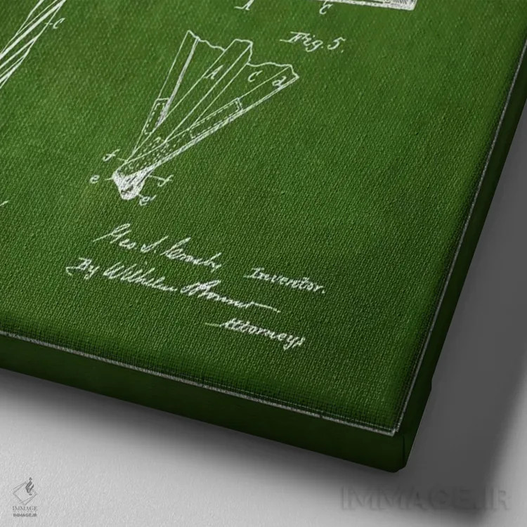 تابلو نقشهٔ ثبت اختراع بادبادک (طرح سبز) اثر پیکسل کهنه (استودیو/نام هنری) - نمای نزدیک بافت بوم