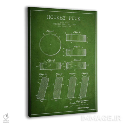 تابلو نقشهٔ ثبت اختراع پک هاکی (طرح سبز) اثر پیکسل کهنه (استودیو/نام هنری) - نمای پرسپکتیو محصول