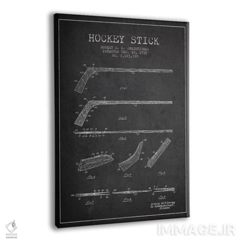 تابلو نقشهٔ ثبت اختراع چوب هاکی (طرح زغالی) اثر پیکسل کهنه (استودیو/نام هنری) - نمای پرسپکتیو محصول