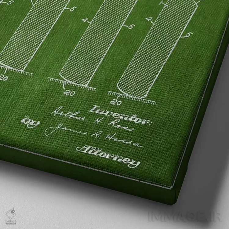 تابلو نقشهٔ ثبت اختراع پک هاکی (طرح سبز) اثر پیکسل کهنه (استودیو/نام هنری) - نمای نزدیک بافت بوم