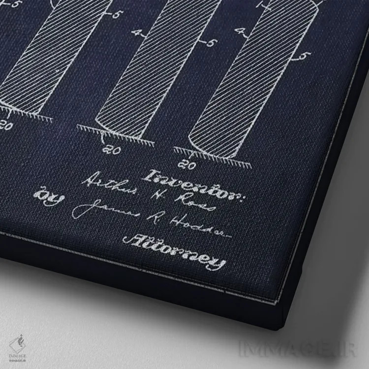 تابلو نقشهٔ ثبت اختراع پک هاکی (طرح سرمهای) اثر پیکسل کهنه (استودیو/نام هنری) - نمای نزدیک بافت بوم